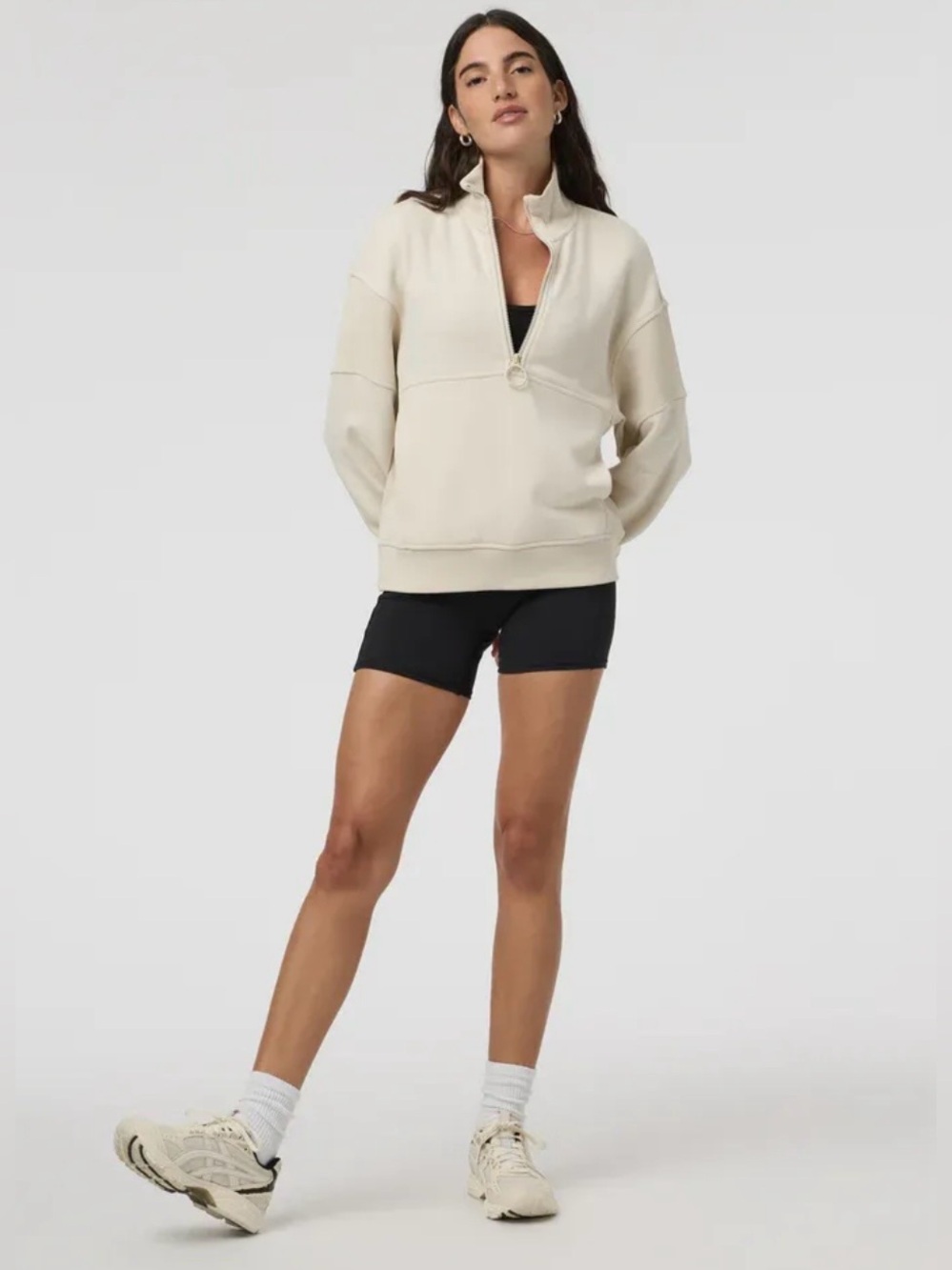 Vuori Sedona Rib Half Zip Sweatshirt  Athleisure Effortless Chic Cropped S White - Picture 2 of 9